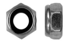 Din 985  -  rustfri syrefast A4 lsemtrik med nylon ring