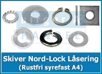 Rustfri syrefast A4 spændeskiver/Nord-Lock/låseringe fjederskiver m.m.