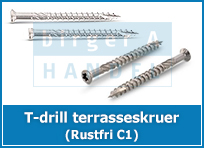 Rustfri C1 T-Drill terrasseskrue